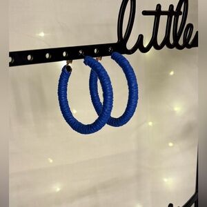 Fashion Jewelry Royal Blue Wrapped Hoop Earrings